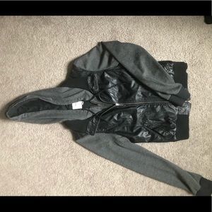 Faux Leather Hooded Jacket